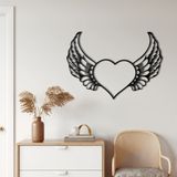 DEKADRON Metal Duvar Dekoru, Kalp ve Kanatlar, Ev Oturma Odası Dekoru, Duvar Tabelası, Metal Duvar Sanatı, İç Dekorasyon, İç Mekan Dış Mekan Askıları (17'' G x 12'' Y (45 x 32 cm))