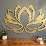 DEKADRON Metal Duvar Dekoru, Lotus Çiçeği, Ev Oturma Odası Dekoru, Duvar Tabelası, Metal Duvar Sanatı, İç Dekorasyon, İç Mekan Dış Mekan Asma, Altın (117x76cm)