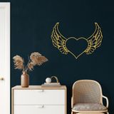 DEKADRON Metal Duvar Dekoru, Melek Kanatları Özel Metal Duvar Tabelası, Ev Oturma Odası Dekoru, Metal Duvar Sanatı, İç Dekorasyon, İç Mekan Dış Mekan Askıları, Altın (24'' G X 12'' Y (61x31cm))