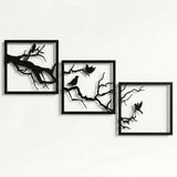 DEKADRON Metal Duvar Dekoru, Metal Ağaç ve Kuşlar Duvar Sanatı, Metal Duvar Dekoru, İç Dekorasyon, 3 Panel (20" G x 20" Y / 50x50 cm)