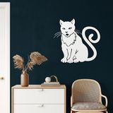 DEKADRON Metal Duvar Dekoru, Metal Kedi Dekoru, Ev Oturma Odası Dekoru, Duvar Tabelası, Metal Duvar Sanatı, İç Dekorasyon, İç Mekan Dış Mekan Asma, Beyaz (*36" G x 34" Y / 91x86 cm)