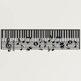 DEKADRON Metal Duvar Dekoru, Piyano ve Müzik Notaları, Metal Piyano Duvar Sanatı, Müzik Dekoru, Ev Oturma Odası Dekorasyonu, Müziksever Hediyesi, Duvar Askıları (30" G x 8" Y / 75x21cm)