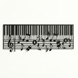 DEKADRON Metal Duvar Dekoru, Piyano ve Müzik Notaları, Metal Piyano Duvar Sanatı, Müzik Dekoru, Ev Oturma Odası Dekorasyonu, Müziksever Hediyesi, Duvar Askıları (46" G x 13" Y / 118x33cm)