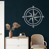 DEKADRON Metal Duvar Dekoru, Pusula, Ev Oturma Odası Dekoru, Duvar Tabelası, Metal Duvar Sanatı, İç Dekorasyon, İç Mekan Dış Mekan Askıları, Gümüş (90x90cm)