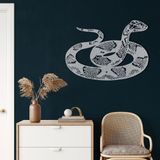 DEKADRON Metal Duvar Dekoru, Yılan, Ev Oturma Odası Dekoru, Duvar Tabelası, Metal Duvar Sanatı, İç Dekorasyon, İç Mekan Dış Mekan Asma, Gümüş (60x43cm)