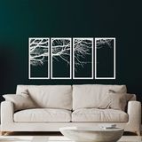 DEKADRON Metal Duvar Sanatı, Beyaz Hayat Ağacı 4 Parça, Metal Ağaç Duvar Sanatı, Ağaç Tabelası, Metal Duvar Dekoru, İç Dekorasyon, Yeni Eve Taşınma Hediyesi, 4 Panel Duvar Askısı (69" G x 35" Y /