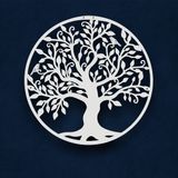 DEKADRON Metal Duvar Sanatı - Beyaz Hayat Ağacı - Metal Aile Ağacı - Metal Duvar Silueti, Metal Duvar Dekoru, Ev Ofis Dekorasyonu Yatak Odası Oturma Odası Dekoru (68,5 cm G x 71 cm Y / 68 x 71 cm)