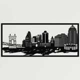 DEKADRON Metal Duvar Sanatı, Cincinnati Skyline Şehir Silueti, Metal Duvar Dekoru, Ev Ofis Dekoru, Oturma Odası Dekorasyonu, Yeni Eve Taşınma Hediyesi (46" G x 24" Y / 118x60 cm)