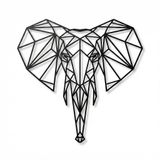 DEKADRON Metal Duvar Sanatı - Geometrik Fil Kafası -3D Duvar Silueti Metal Duvar Dekoru Ev Ofis Dekorasyon Yatak Odası Oturma Odası Dekor Heykel (17" G x 18" Y/44x46cm)
