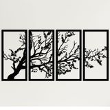 DEKADRON Metal Duvar Sanatı, Hayat Ağacı 4 Parça, Metal Ağaç Duvar Sanatı, Ağaç Tabelası, Metal Duvar Dekoru, İç Dekorasyon, Yeni Eve Taşınma Hediyesi, 4 Panel Duvar Askısı (69" G x 35" Y / 175x88 cm)