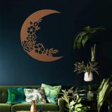 DEKADRON Metal Duvar Sanatı, Hilal Sanatı, Ay ve Çiçekler Dekoru Metal Duvar Dekoru, Ev Ofis Dekoru, Oturma Odası Dekorasyonu, Yeni Eve Taşınma Hediyesi (20" G x 24" Y / 50x60 cm, Bronz)