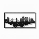 DEKADRON Metal Duvar Sanatı, Londra Manzarası Silueti, Metal Duvar Dekoru, Ev Ofis Dekoru, Oturma Odası Dekorasyonu (46" G x 24" Y / 118x60 cm)