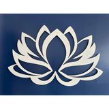 DEKADRON Metal Duvar Sanatı - Lotus Çiçeği - 3D Duvar Silueti Metal Duvar Dekoru Ev Ofis Dekorasyonu Yatak Odası Oturma Odası Dekor Heykel (Beyaz, 18" G x 12" Y/46x31cm)
