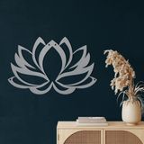DEKADRON Metal Duvar Sanatı - Lotus Çiçeği - 3D Duvar Silueti Metal Duvar Dekoru Ev Ofis Dekorasyonu Yatak Odası Oturma Odası Dekor Heykel (Gümüş-Gri, 18 inç G x 12 Y / 46 x 31 cm)