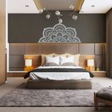 DEKADRON Metal Duvar Sanatı, Mandala Duvar Sanatı, Metal Duvar Dekoru, Metal Duvar Asmaları, Ev Oturma Odası Yatak Odası Dekorasyonu, Bohem Dekor (Gümüş, 46" G x 22" Y / 118x55 cm)