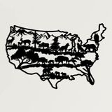 DEKADRON Metal Duvar Sanatı, Metal ABD Haritası Dekoru, Hayvan Sanatı, Duvara Asma, Ev Oturma Odası Duvar Sanatı, Yaban Hayatı Dekorasyonu (30" G x 19" Y / 75x49cm)