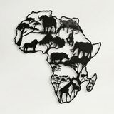 DEKADRON Metal Duvar Sanatı, Metal Afrika Harita Dekoru, Hayvanlar Duvar Sanatı, Hepsi Asılı, Ev Oturma Odası Duvar Sanatı, Yaban Hayatı Dekorasyonu (40" G x 43" Y / 102x110cm)