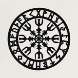 DEKADRON Metal Duvar Sanatı, Metal Viking Dekoru, İskandinav Mitolojisi Vegvisir Runler ve Semboller, Metal Duvar Dekoru, Ev Dekoru, İç Dekorasyon (18" G x 18" Y / 45x45 cm)