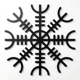 DEKADRON Metal Duvar Sanatı, Metal Viking Dekoru, İskandinav Mitolojisi Vegvisir Rünleri ve Sembolleri, Metal Duvar Dekoru, İskandinav, Ev Dekoru, İç Dekorasyon 24" G x 24" Y / 60x60 cm Siyah