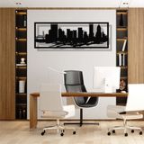 DEKADRON Metal Duvar Sanatı, Portland Skyline Şehir Silueti, Metal Duvar Dekoru, Ev Ofis Dekoru, Oturma Odası Dekorasyonu, Yeni Eve Taşınma Hediyesi (40" G x 20" Y / 100x50 cm)