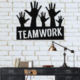 DEKADRON Metal Duvar Sanatı TAKIM ÇALIŞMASI 3D Duvar Silueti Metal Duvar Dekoru Ofis Dekorasyonu Metal Heykel Metal Tabela El Sanatı Takım Motivasyon Dekoru (30" G x 24" Y / 75x62cm)
