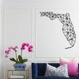 DEKADRON Metal Florida Haritası, Geometrik Florida Haritası, Metal Duvar Sanatı, Duvar Askısı, Metal Duvar Sanatı, Minimalist Sanat (23" G x 24" Y / 59x60 cm)