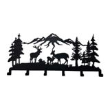 DEKADRON Metal Geyik Ailesi Temalı Duvara Monte Portmanto 6-8-10 Katlanır Kancalı, Banyo Giriş Yolu Oturma Odası Yatak Odası için Duvara Monte Askı, Metal Elbise Kancaları, (60x28cm (24"x11") 6 Kanca)