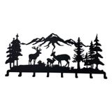 DEKADRON Metal Geyik Ailesi Temalı Duvara Monte Portmanto 6-8-10 Katlanır Kancalı, Banyo Giriş Yolu Oturma Odası Yatak Odası için Duvara Monte Askı, Metal Elbise Kancaları, (80x37cm (32"x14") 8 Kanca)