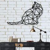 DEKADRON Metal Kedi Dekorasyonu, Metal Duvar Sanatı, Geometrik Kedi Sanatı, Duvar Silueti, Metal Duvar Dekoru, Ev Dekorasyonu, Oturma Odası Dekoru (24"G x 15" Y / 60x39 cm)