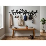DEKADRON Metal Kuşlar Temalı Duvara Monte Portmanto 6-8-10 Katlanır Kanca, Banyo Giriş Yolu Oturma Odası Yatak Odası için Duvara Montaj Askısı, Metal Elbise Kancaları, (80x17cm (32"x14") 8 Kanca)