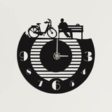 DEKADRON My Bicycle Benzersiz Tasarım Metal Duvar Saati - Metal Duvar Sanatı İşleri - Metal Duvar Dekoru Ev Ofis Dekorasyonu Modern Endüstriyel Sessiz Hareket (15" G x 15" Y/38x38cm)