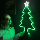 DEKADRON Noel Ağacı Neon Tabela - Tatil Dekoru, Modern Festival Aydınlatması ve Mevsimlik Duvar Dekoru için LED Neon Metal Duvar Sanatı (Uzaktan Kumandasız)
