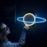DEKADRON Saturn Neon Tabela - Uzay Severler, Çocuk Odaları, Yatak Odaları ve Modern Ev Dekoru için LED Neon Duvar Sanatı (Uzaktan Kumandalı)