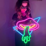 DEKADRON Uçan Mantar Neon Tabela - Ev, Oyun Odaları veya Benzersiz Sanat Alanları için Tuhaf Neon Metal Duvar Dekoru (Uzaktan Kumandalı)