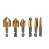 Dekaim Havşa Uçları, 6 parça HSS Pah Havşa 1/4 inç Altıgen Şaft 90 Derece Ahşap Pah Kesici 6 mm-19 mm
