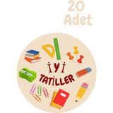 Dekals 20 Adet Iyi Tatiller Yazılı Yapışkanlı Etiket Sticker Hediye Paketi Etiketi Renkli Tasarım