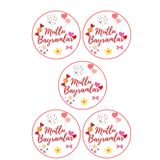 Dekals 20 Adet STİCKER ETİKET Hediye Kutusu Etiketi Mutlu Bayramlar Yazılı Yapışkanlı Sticker Küçük Boy