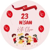 Dekals 20LI Yapışkanlı Etiket ' 23 Nisan Kutlu Olsun' Yazılı Sticker Yuvarlak Çıkartma-4 cm