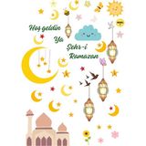 Dekals 50X70 Ramazan Temalı Cam Duvar Kapı Süsleri Model- 1 Hoşgeldin Ramazan Süsleri Sticker