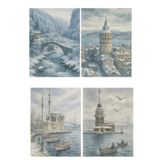 Dekals 9 Çeşit 11x14 Simli Tebrik Kartı Kartpostal Seti Model -8 Yılbaşı Yeniyıl Nostalji Türkiye