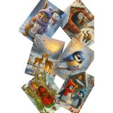 Dekals 9 Farklı Simli Kartpostal Seti Yılbaşı Yeniyıl Manzara Nostalji Sevimli Tavşan Model -5