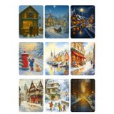 Dekals 9lu Simli Yılbaşı Kartı Kartpostal Yeniyıl Hediyelik Nostaljik Etiket Fırın Model-1