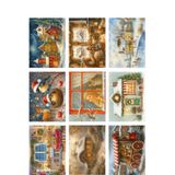 Dekals 9lu Simli Yılbaşı Kartı Kartpostal Yeniyıl Hediyelik Nostaljik Etiket Şeker Arabası Model-7