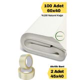 Dekals İkili Set 100 Adet 60x40 Ambala Kağıdı + 2 Adet 45x40 Koli Bandı Tabak Bardak Eşya Paketleme Kağıdı