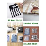 Dekals Karışık Çeyiz Poşeti Bantlı Şeffaf Jelatin Poşet Ambalaj Paketi 75 Adet 28X35, 30X55, 40X60 Ölçülerinde