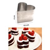Dekamis Kalp Pasta Kek Parfe Kalıbı / Paslanmaz Kalp Pasta Kalıbı 4X10 cm