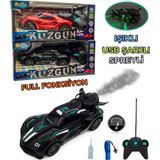 Dekantoys Bn56 Uzaktan Kumandalı Şarjlı Duman Atan Oyuncak Araba 18 Cm Siyah