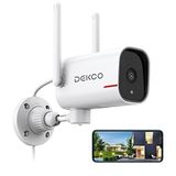 DEKCO WiFi Kamera 2K Pan Dönen 180° Renkli Gece Görüşlü Kablolu Dış Mekan Güvenlik Kameraları, 7/24 Kayıt, 2.4 ve 5G WiFi, AI İnsan Otomatik İzleme, Alexa/Google Asistan ile Çalışın (1 Paket)