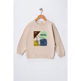 Dekim Moda Kız Çocuk " At Binmek Sünnettir" Baskılı Pamuklu Sweat - 002-Bej - 7 - 8 Yaş