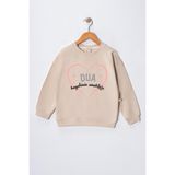 Dekim Moda Kız Çocuk " Dua Hayalinin Anahtarı" Baskılı Pamuklu Sweat - 002-Bej - 13 - 14 Yaş